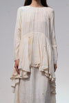 Mutedance 25 Autumn/Winter Flower Dye Silk Round Neck Layered Long Sleeve Dress MD-MD25FW84-nude